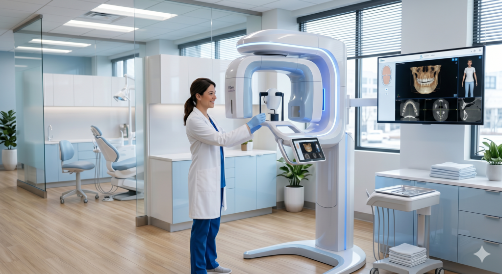 Syst&egrave;me de radiologie CBCT 3D haute d&eacute;finition pour cabinet dentaire