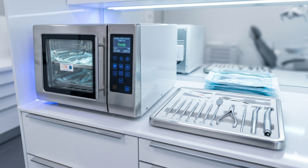 Autoclave et petits &eacute;quipements dentaires parfaitement entretenus